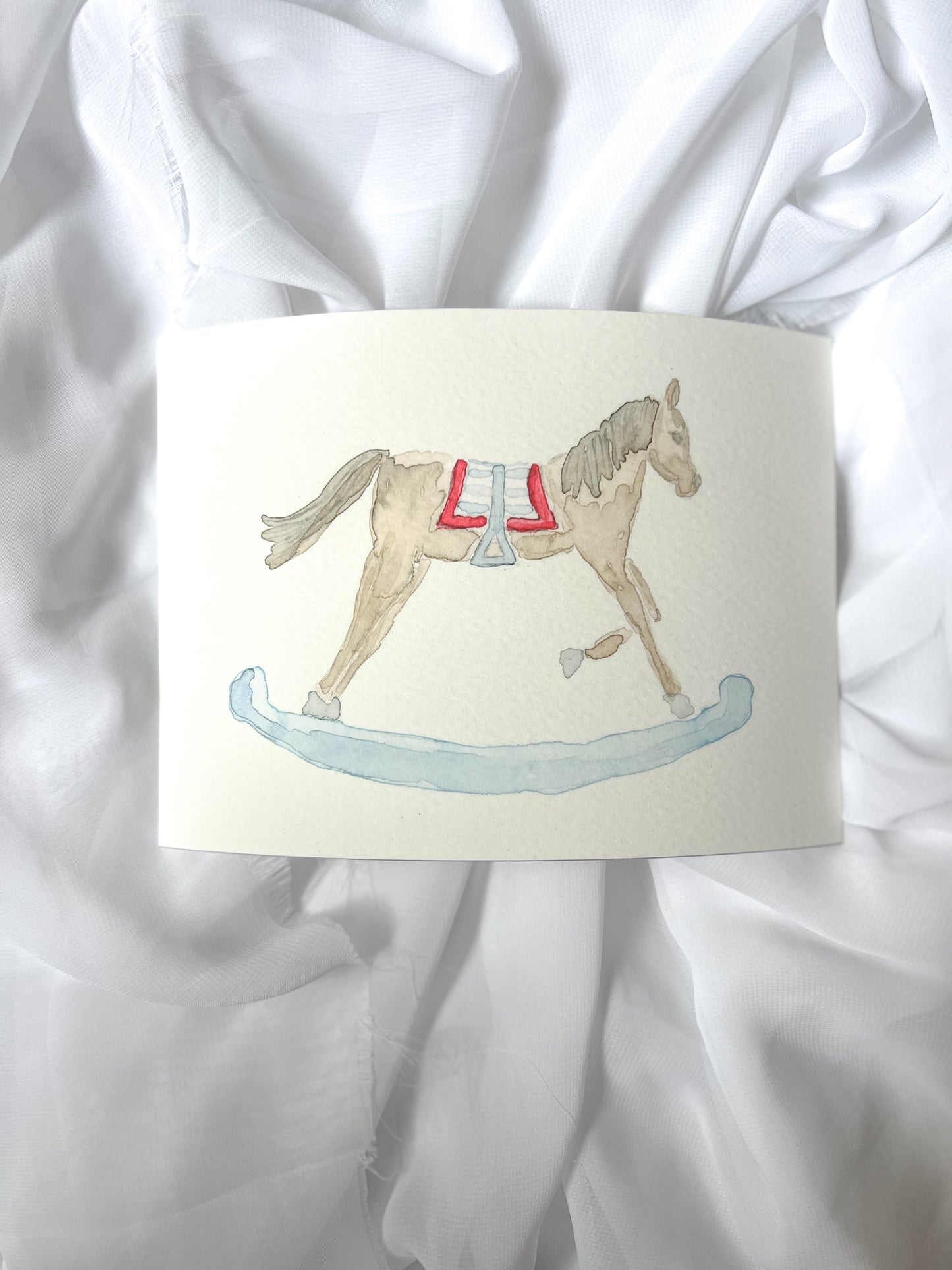 Watercolor Rocking Horse Fine Art Prints on Paper