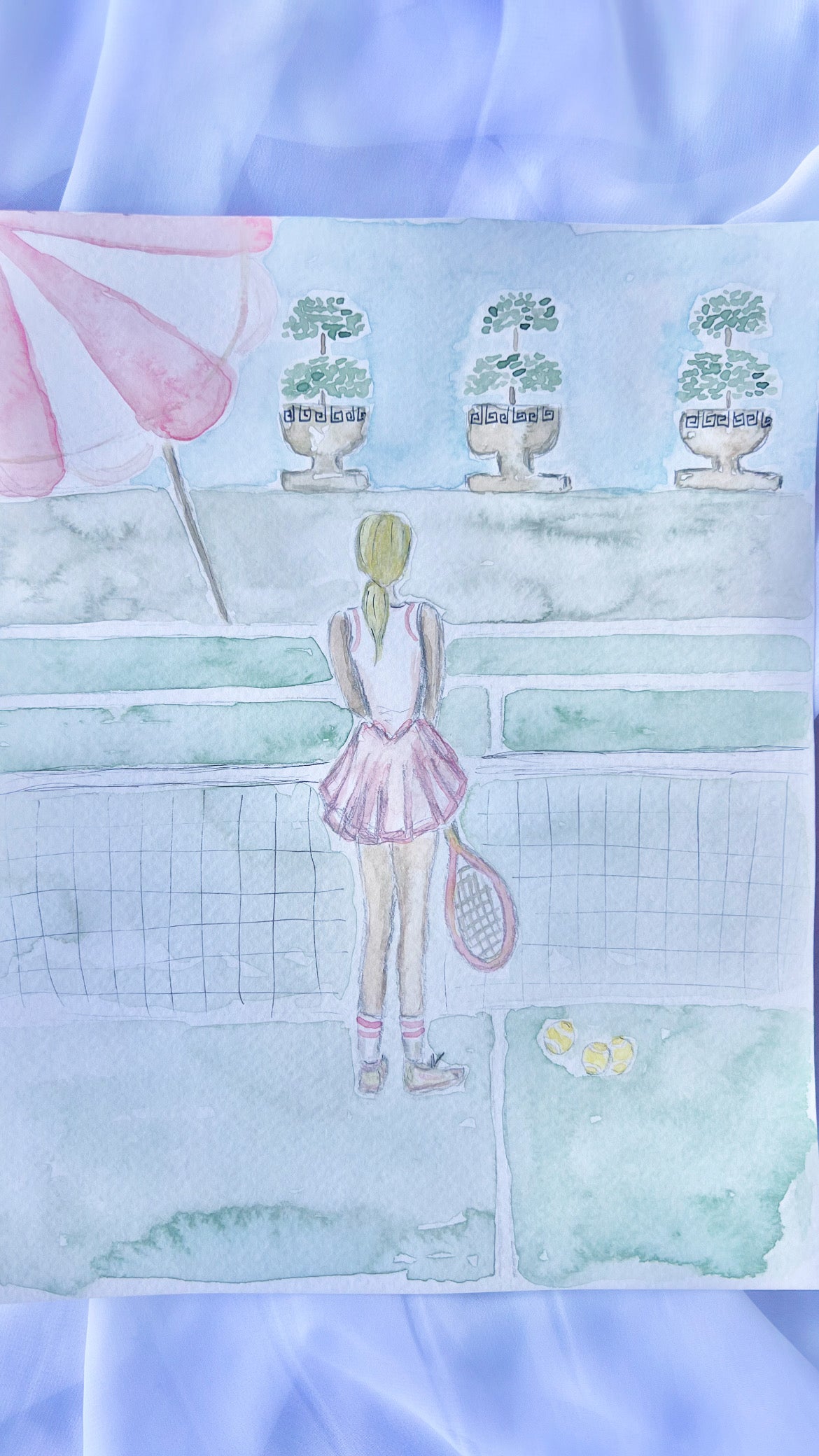 Queen of the Court Original Tennis Girlies - Watercolor & Acrylic