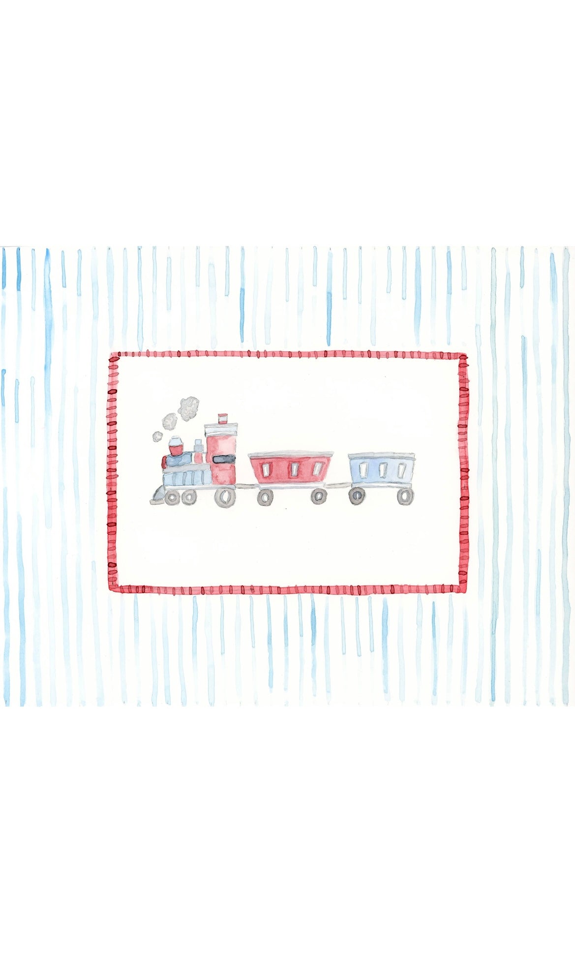All Aboard Watercolor Train Print