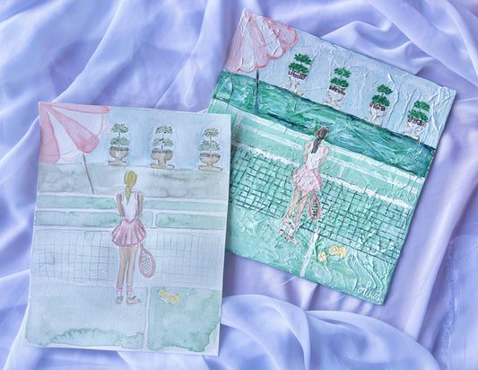 Queen of the Court Original Tennis Girlies - Watercolor & Acrylic